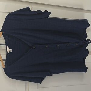 Dark Blue Button-Front Shirt